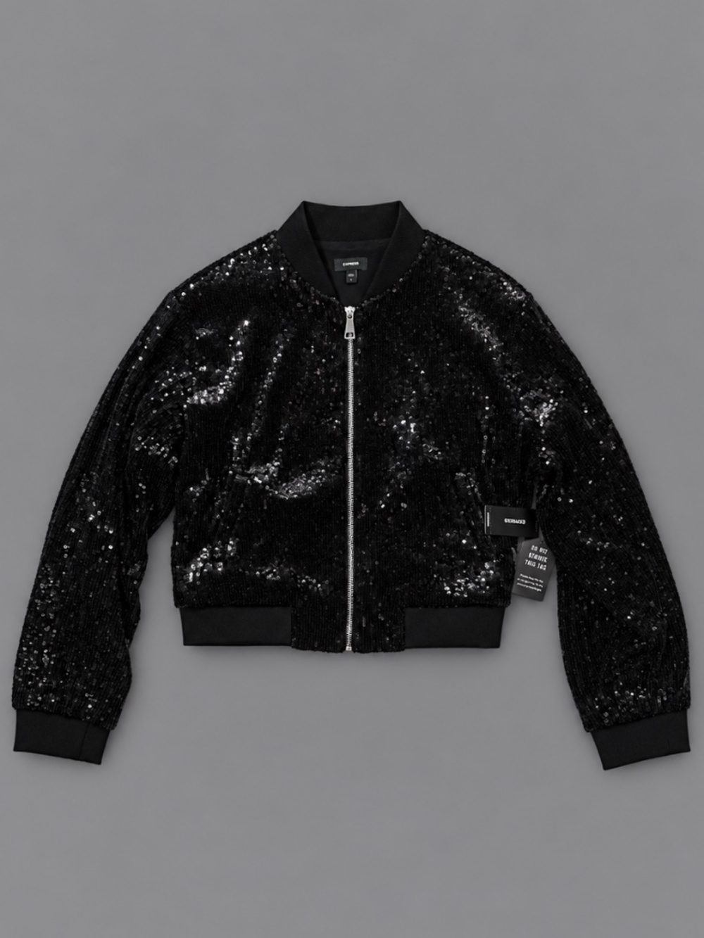 Express Black Sequin Bomber Jacket – Size S – NWT